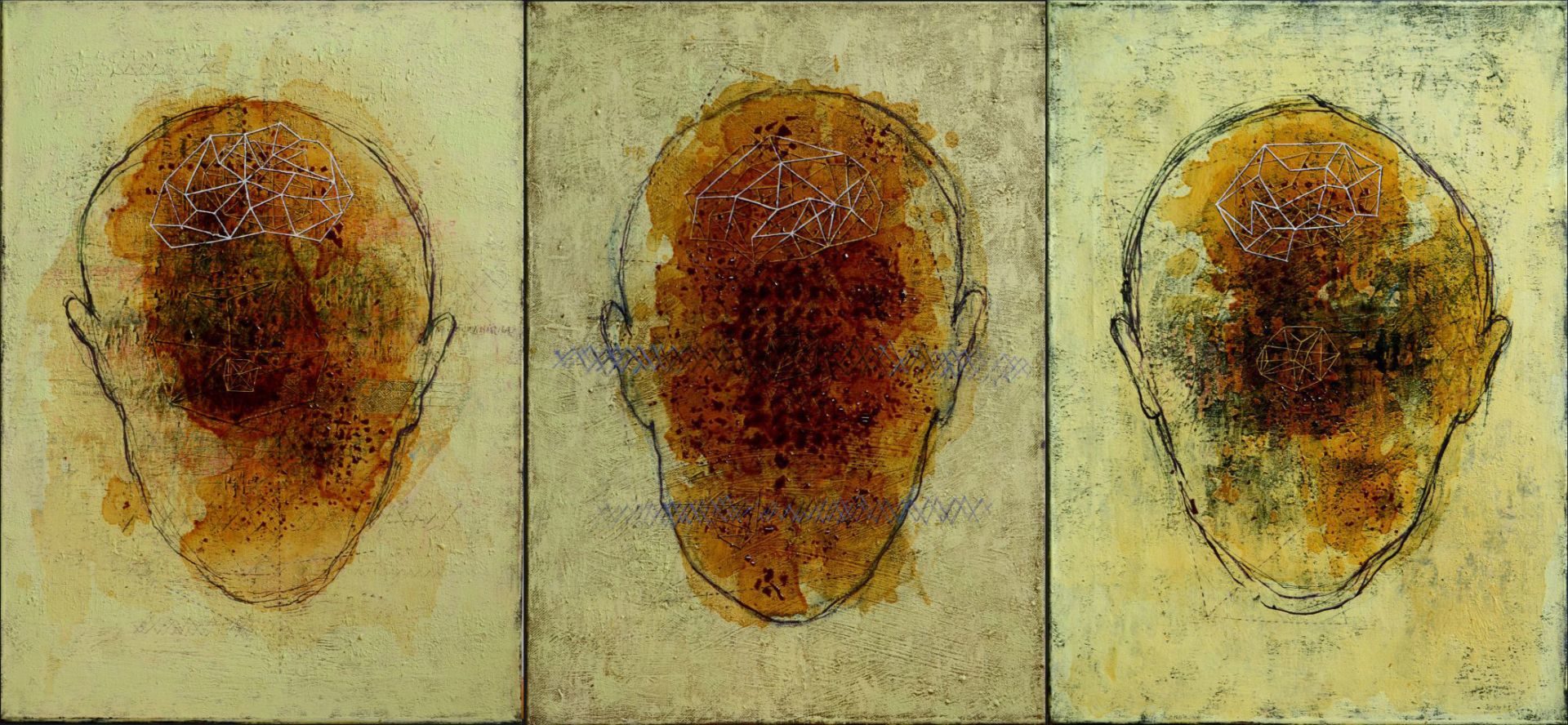 Three shapes 70x150cm egg tempera 2013