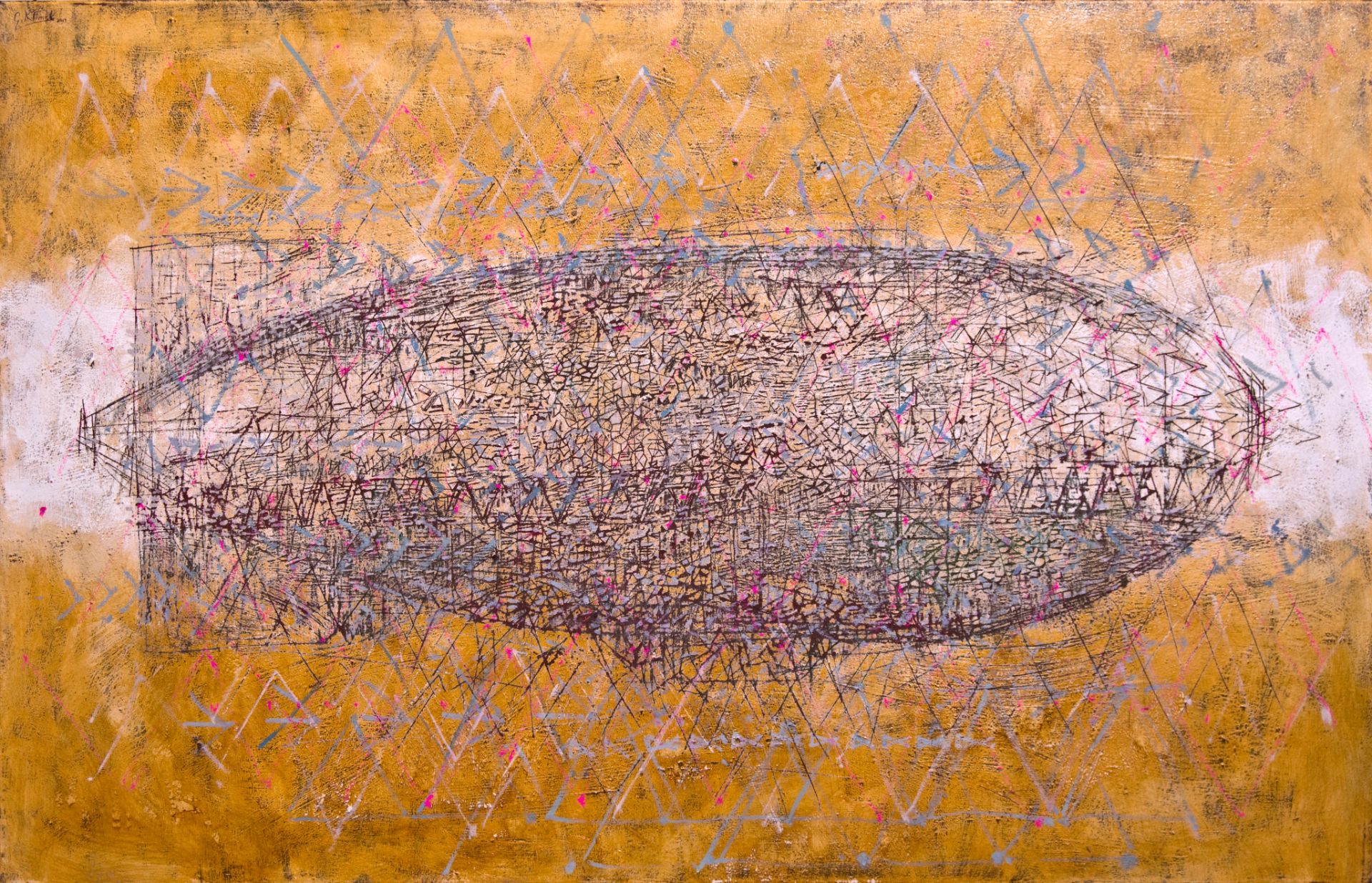 Ephemeral Blimp, 90x140cm egg tempera 2014
