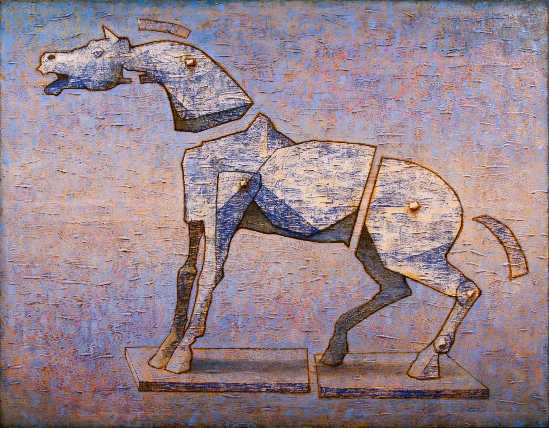 Mare on a broken paddock, 120x160cm, 2018