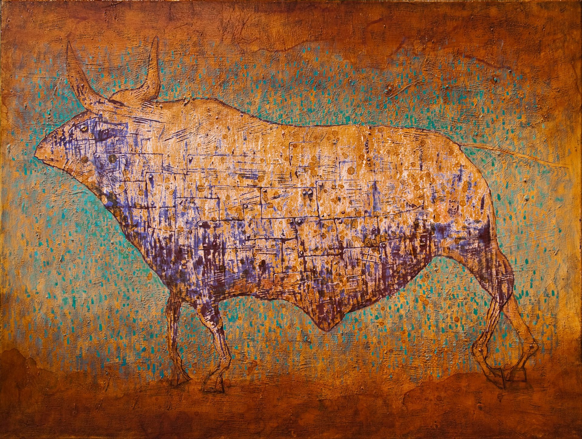 Mechanical bull, 90x120cm